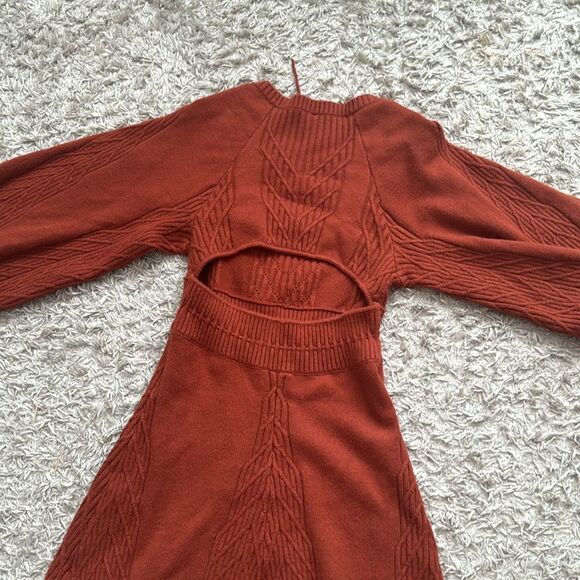 Free People 288654 Emmaline Mini Sweater Dress size M terra Cott - Picture 8 of 11